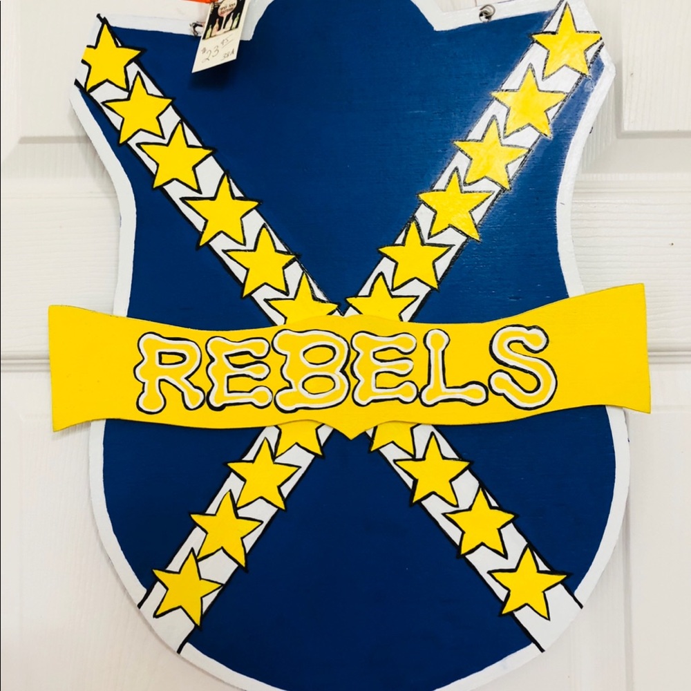 Hand Painted Wooden “Rebels” School Spirit Hanger